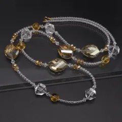 H880 水晶 イエローストーン 925刻印 ネックレス 大ぶり デザイン シルバー