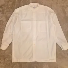 ISSEY MIYAKE イッセイミヤケ／薄手白シャツ／ビッグシルエット／ユニセックス／長袖／スタンドカラー／コットン×ポリエステル