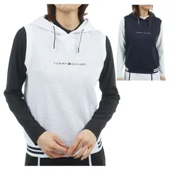 トミーヒルフィガー ゴルフ ベスト レディース スウェット フーディー UVカット ストレッチ 軽量 ゴルフウェア ブランド 無地 秋 冬 THLA551