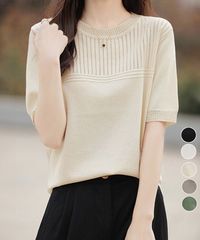 メ*ン様 FOXEY 38 サマーニット FOXEY サマセット ニットトップス 半袖 サマーニット ライトグリーン