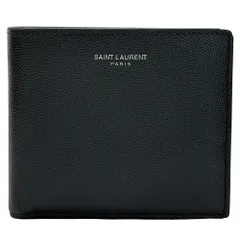 サンローラン SAINT LAURENT 財布 メンズ ブランド 二つ折り財布 レザー ブラック シンプル モノクロ モード 【中古】