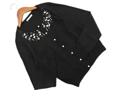 Aveniretoile アベニールエトワール ウール混 ビーズ パールボタン カーディガン size38/黒 ◇■ レディース