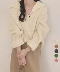 ポロ襟ニットセーター レディース