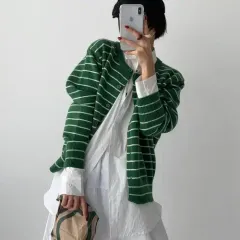 ストライプ カーディガン1 (FREE) (4 COLOR)