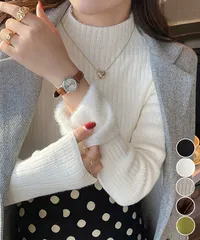 裏起毛 プチハイネックニットトップス厚手