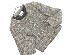 any FAM エニィファム ツイード ノーカラー ジャケット size3/黒 ◇■ レディース