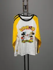 ミッキーマウス ラグラン 長袖 Tシャツ イエロー (44-66可能)