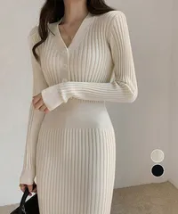 タイトニットワンピース ロングワンピース