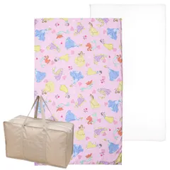 ディズニー お昼寝布団 保育園 3点セット 70×120cm プリンセス 吸水 ファスナー 固わたマット 防水撥水バッグ ネームタグ 新品 キッズ アリエル ラプンツェル シンデレラ ピンク un doudou OHF NZ3026-3