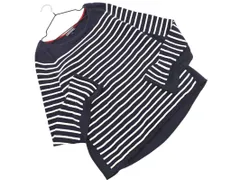 TOMMY HILFIGER トミーヒルフィガー ボーダー 素材切替 ニット セーター sizeS/紺 ◇■ レディース