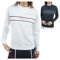 トミーヒルフィガー ゴルフ スウェットシャツ レディース 長袖 シャツ Vネック ストレッチ 吸水速乾 UVカット 防風 ゴルフウェア ブランド 無地 ロゴ THLA560