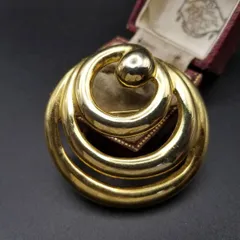 円 レイヤー クラシックスタイル ヴィンテージ ブローチ ゴールトーン アールデコ 大ぶり モダン コスチュームジュエリー 6Y-E