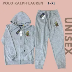 POLO Ralph Lauren ポロベア ジップアップパーカー+スウェットパンツ メンズ レディース ユニセックス ロングパンツ セットアップ 上下セット トレーナー スウェットパーカー 長袖 グレー スエット