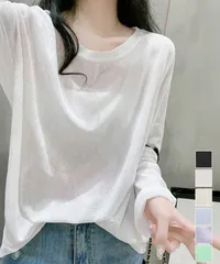 シアートップス重ね着クルーネックTシャツ