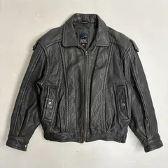 ◆ ROBERT COMSTOCK ロバート コムストック レザージャケット アウター 革ジャン 肩パッド レザー100％ 古着 ブラック サイズL メンズ 1.8kg