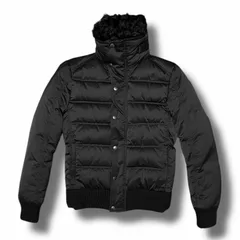 AKM ファー スタンドカラー ダウンジャケット 長袖 ダウンジャケット エイケイエム B085 ブラック M （3335M）