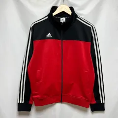 正規品/L adidas 3本線 スプリット 黒赤 レッド トラックジャージ/ジャージ (ヨーロッパ)