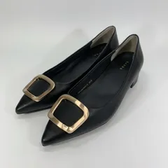 未使用に近い◯ RANDA ランダ パンプス ブラック ゴールド バックル ポインテッドトゥ 22 黒