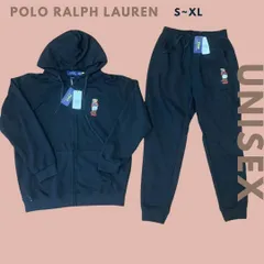 POLO Ralph Lauren ラルフローレン ポロベア ジップアップパーカー+スウェットパンツ メンズ レディース ユニセックス ロングパンツ セットアップ 上下セット トレーナー スウェットパーカー 長袖 ブラック 黒 スエット
