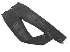 ZARA ザラ ダメージ加工 ボタンフライ スキニー デニムパンツ size38/黒 ■■ メンズ