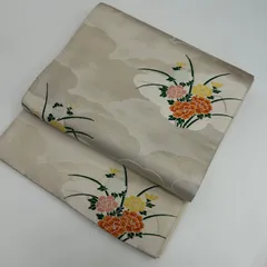 京袋帯 西陣織物 草花の唐織 雲模様 正絹 MA-1660