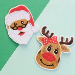 【2種セット】クリスマス 刺繍 アイロン ワッペン アップリケ【ev-15】