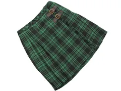 新品 AS KNOW AS アズノゥアズ チェック プリーツ 巻き ラップ スカート 緑 ◇■ レディース