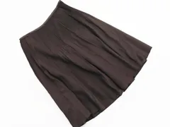 KUMIKYOKU 組曲 ウール混 プリーツギャザー Aライン 台形 スカート size2/茶 ◇■ レディース