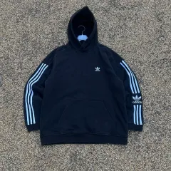 アディダス ブラック 3本線 フードTシャツ