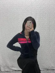 ナイキ Y2K レトロ ライン バイカラー ツアーベルベット トラックジャージ ジップアップ XS C07096