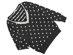 SHIPS シップス ウール混 パールビーズ Vネック ドット ニット セーター 黒 ◇■ レディース