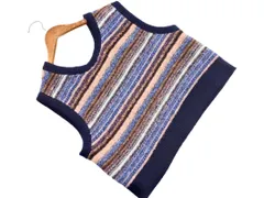 niko and ニコ アンド Vネック ボーダー ニット ベスト sizeL/紺 ◇■ レディース