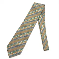 ミッソーニ Missoni 幾何学模様  ネクタイ シルク 144cm マルチカラー ストライプ イエロー パープル グリーン ヴィンテージ 西陣ネクタイ【中古】