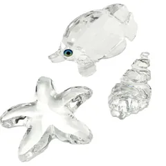 スワロフスキー SWAROVSKI 海セット バタフライフィッシュ ヒトデ コンクシェル オブジェ 置物 670819 191690 191691【中古】