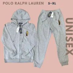 POLO Ralph Lauren ラルフローレン ポロベア フーディー ジップアップパーカー+スウェットパンツ メンズ レディース ユニセックス ロングパンツ セットアップ 上下セット トレーナー スウェットパーカー 長袖 グレー スエット