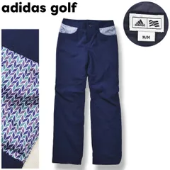 【美品】 アディダス ゴルフ adidas golf 中綿 ウィンド パンツ ジップアップ 立体裁断 刺繍 ロゴ ジオメトリック 切替 M ネイビー スポーツ カジュアル ウェア タウンユース レジャー メンズ