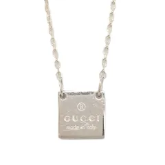 グッチ GUCCI トレードマーク ネックレス SV925  シルバー スクエア プレート【中古】