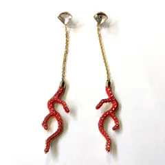 スワロフスキー SWAROVSKI Shell Coral シェル コーラル  ピアス 5520662 レッド【中古】