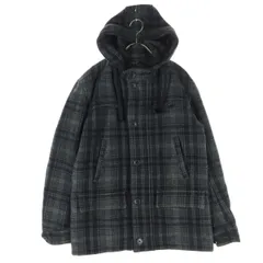 Rhythm of Life リズムオブライフ チェック柄 フード付 ウールコート M グレー UNITED ARROWS メンズ 古着