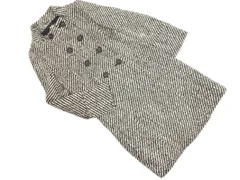 INED イネド ウール混 ダブルボタン スタンドカラー コート size7/濃紺ｘ白 ◇■ レディース