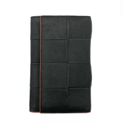 ボッテガヴェネタ BOTTEGA VENETA マキシイントレチャート 長財布 レザー ブラック 二つ折り 札入れ ロングウォレット【中古】