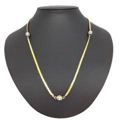 クリスチャンディオール Christian Dior ネックレス ゴールド ラインストーン 3P ボール ロング 訳あり 1975【中古】