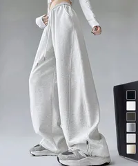 スウェットパンツ レディースワイドパンツ　ゆったり運動着風リラックスパン