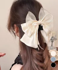 ヘアクリップ 大きめ レディース リボン