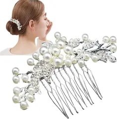 TIGLOSS ティグロス 髪飾り かんざし 結婚式 ウェディング パール シルバー ピン ヘアアクセサリー コーム 和装 洋装 まとめ髪 着物 振袖 留袖 (シルバー,  1個 (x 1))