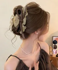 リボンヘアクリップ大きめ バンスクリップ
