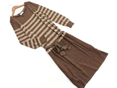 TRUSSARDI トラサルディ ラメ ボーダー 切替 ニット ワンピース size40/茶 ◇■ レディース