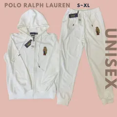 POLO Ralph Lauren ラルフローレン ポロベア ジップアップパーカー+スウェットパンツ メンズ レディース ユニセックス ロングパンツ セットアップ 上下セット トレーナー スウェットパーカー 長袖 ホワイト 白シャツ スエット