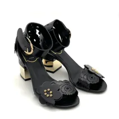 ロジェヴィヴィエ Roger vivier アンクルストラップ サンダル レザー ブラック 35サイズ 約22cm レディース【中古】