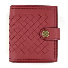 ボッテガヴェネタ BOTTEGA VENETA イントレチャート 二つ折り財布 レザー 547441 レッド【中古】